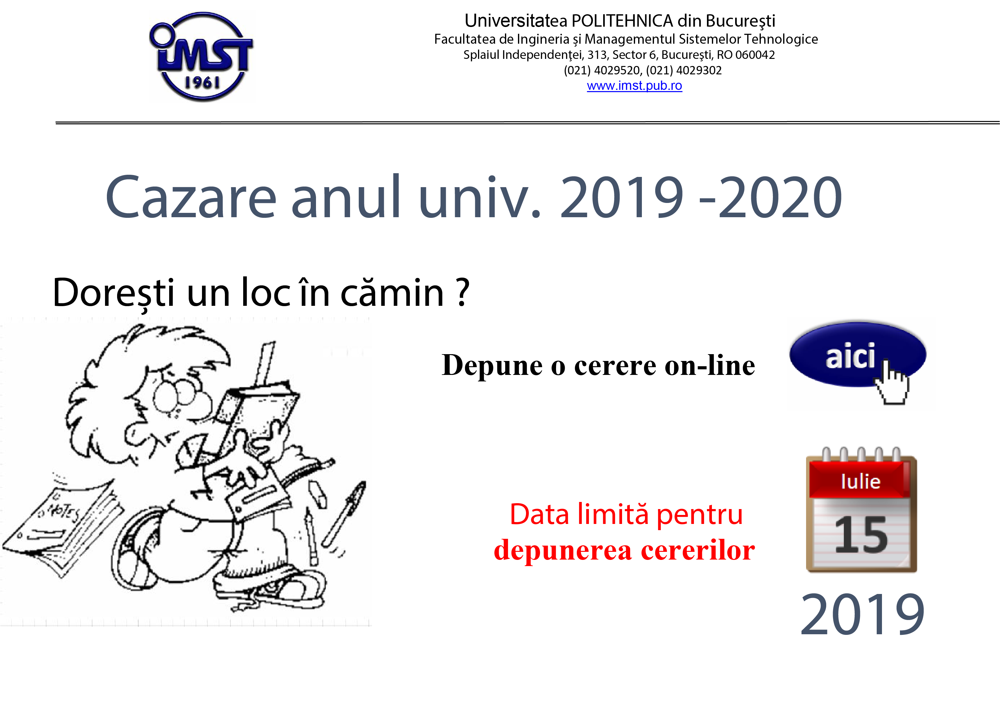 Anunt cazare 2019 2020 postat site